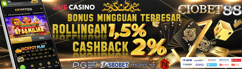 Bonus Rollingan 1 % dan Cashback 2 % mingguan Casino Online
